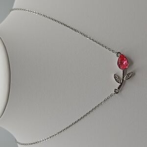 ✨2/$10✨ Pink Tulip Pendant 18K GP Necklace Flower Nature Gift